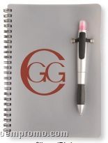Silver Pen Highlighter Notebook Combo