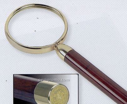 Silver Plated Magnifying Glass W/ Rosewood Finish Handle