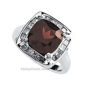 14kw Genuine Rhodolite Garnet And Diamond Ring