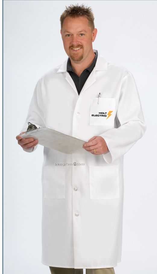 Men's Long Sleeve Lab Coat W/ 3 Pockets (S-3xl)