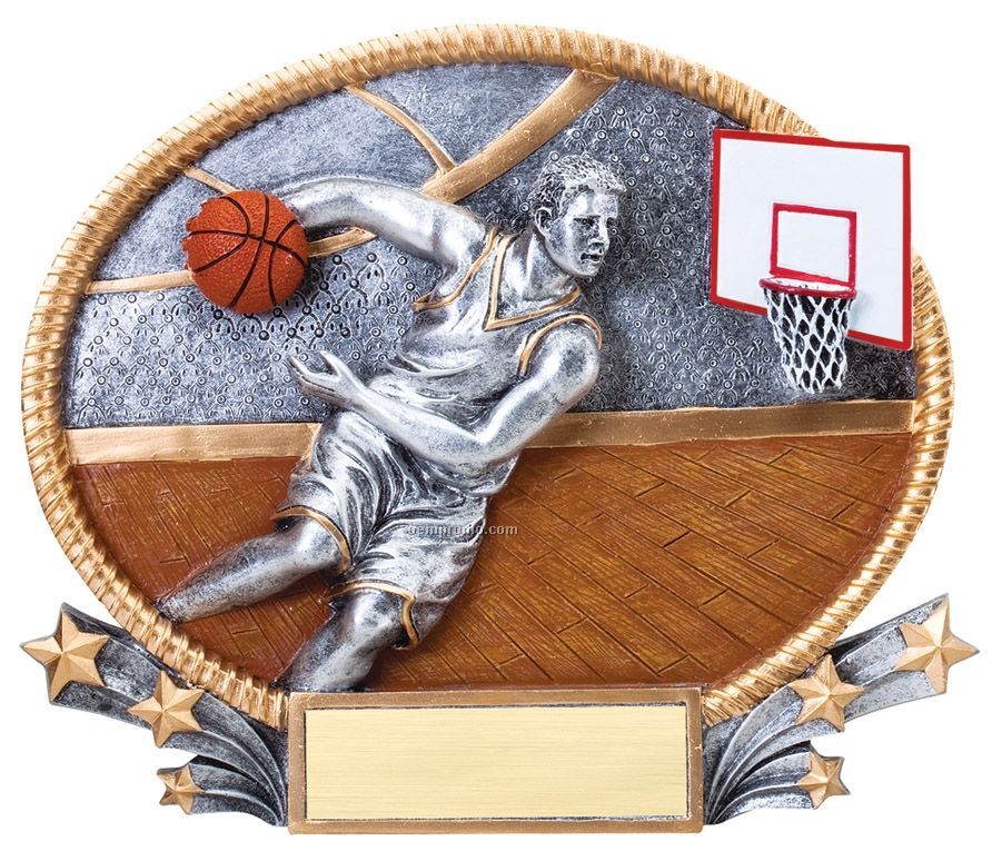 Basketball, Male 3d Oval Resin Awards - Small
