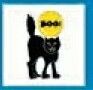 Holidays Stock Temporary Tattoo - Black Cat & Boo (1.5"X1.5")