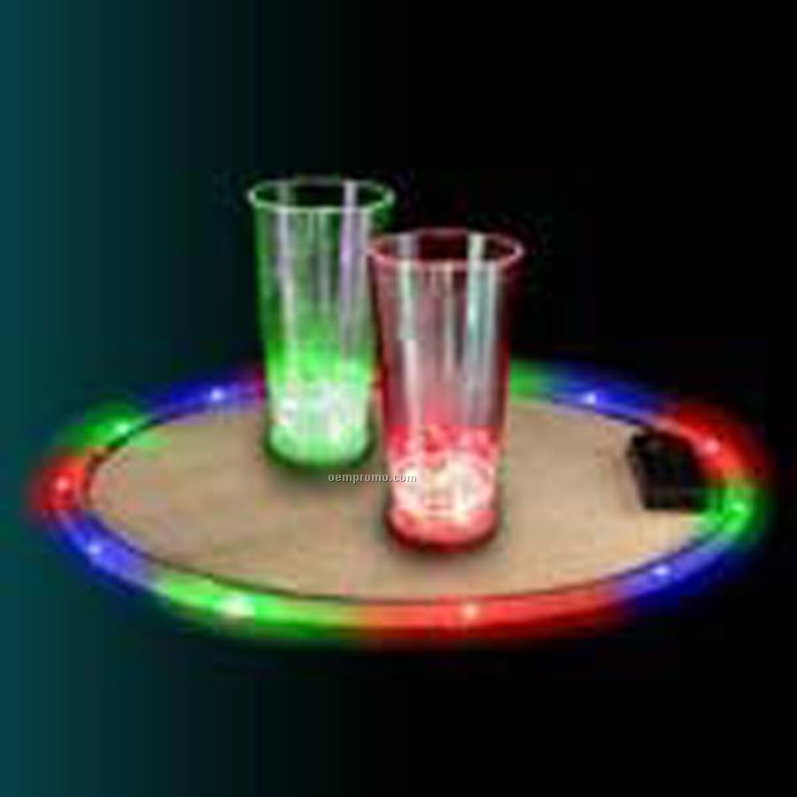 Round Lighted Serving Tray W/ Rainbow LED Edge (14")