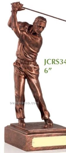 Male Golfer Award W/ An Antique Copper Finish / 6"