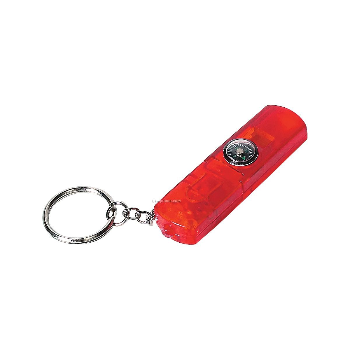 Red Light Up Whistle Keychain W/ Compass & Red LED