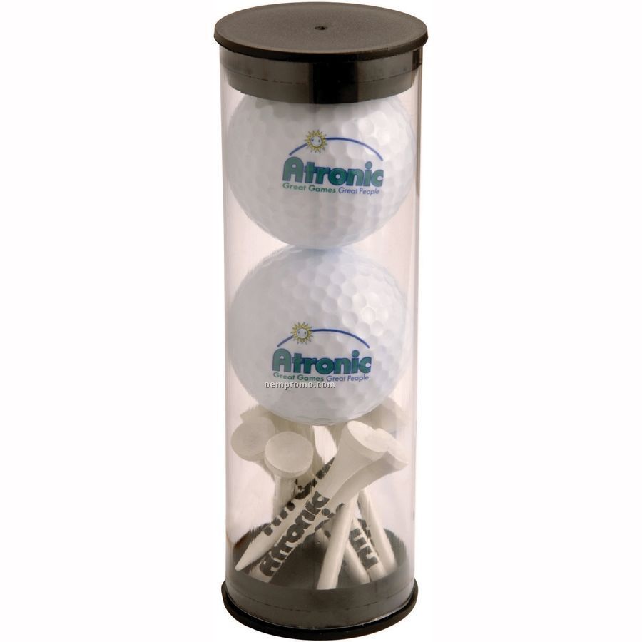 Authoritee Golf Ball Tube W/ 2 Balls & 9 Tees