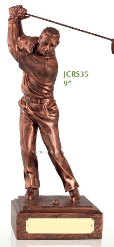 Male Golfer Award W/ An Antique Copper Finish / 9