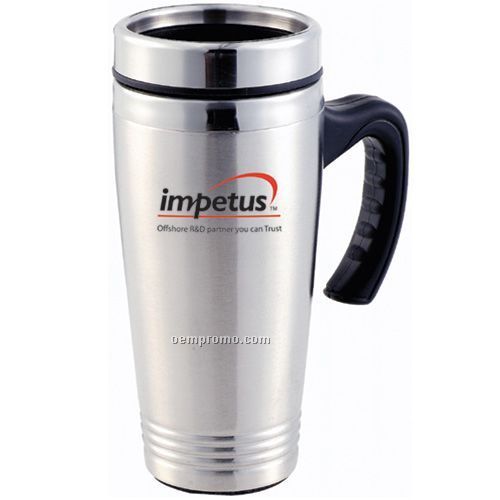16 Oz. Stainless Travel Mug W/ Stainless Liner & Half Handle