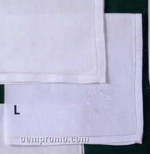 18" Men's Linen Handkerchief With Stitched Stripe Border And Wreath