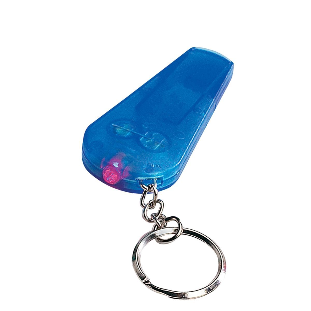 3-in-1 Blue Light Up Whistle Keychain W/ Red LED