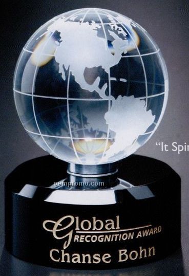 Global Gallery Crystal Awards In Motion Globe (4 3/4")