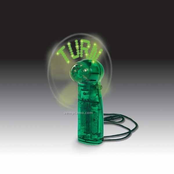 Green Light Up Message Fan W/ Green LED (7-12 Day Delivery)