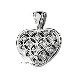 Ladies' 14kw .06 Ct Tw Diamond Round Heart Pendant