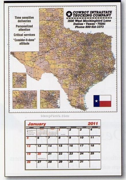 Large Full Apron Texas State Map Calendar - Before 05/31/11
