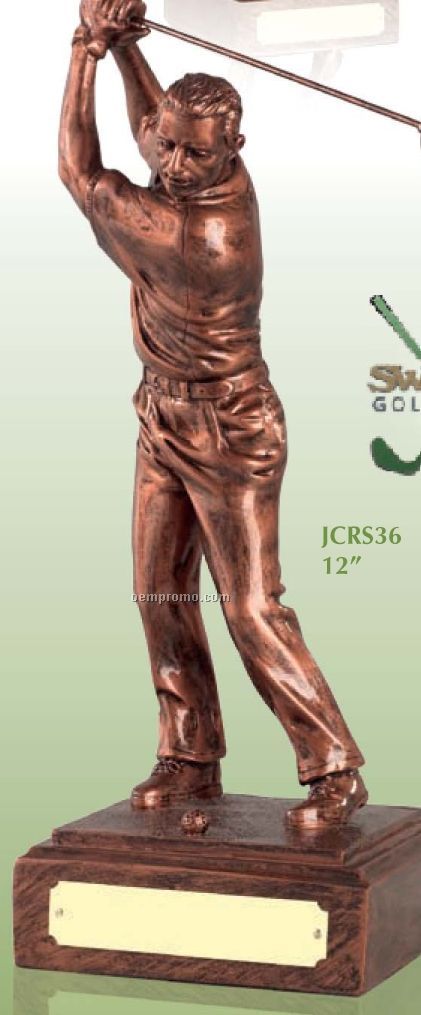 Male Golfer Award W/ An Antique Copper Finish / 12"