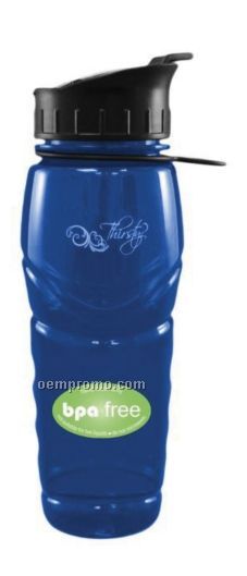 650 Ml. Bpa Free Reusable Water Bottle W/ Flip Lid & Grips