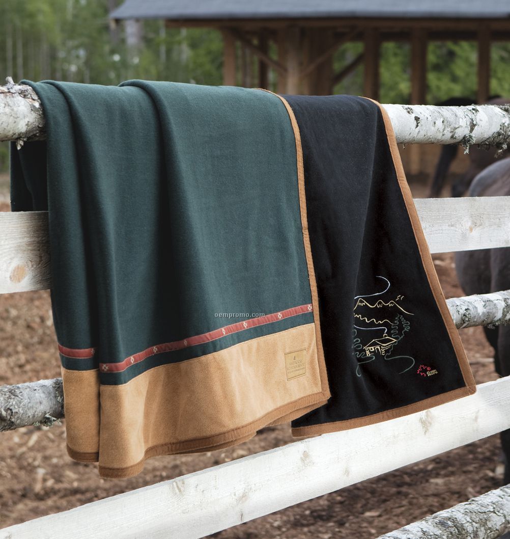 Forest Green Lodge Series Wool Blanket
