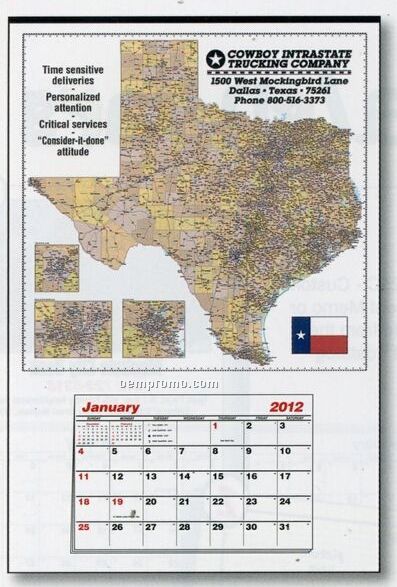 Large Full Apron Texas State Map Calendar - After 05/31/11