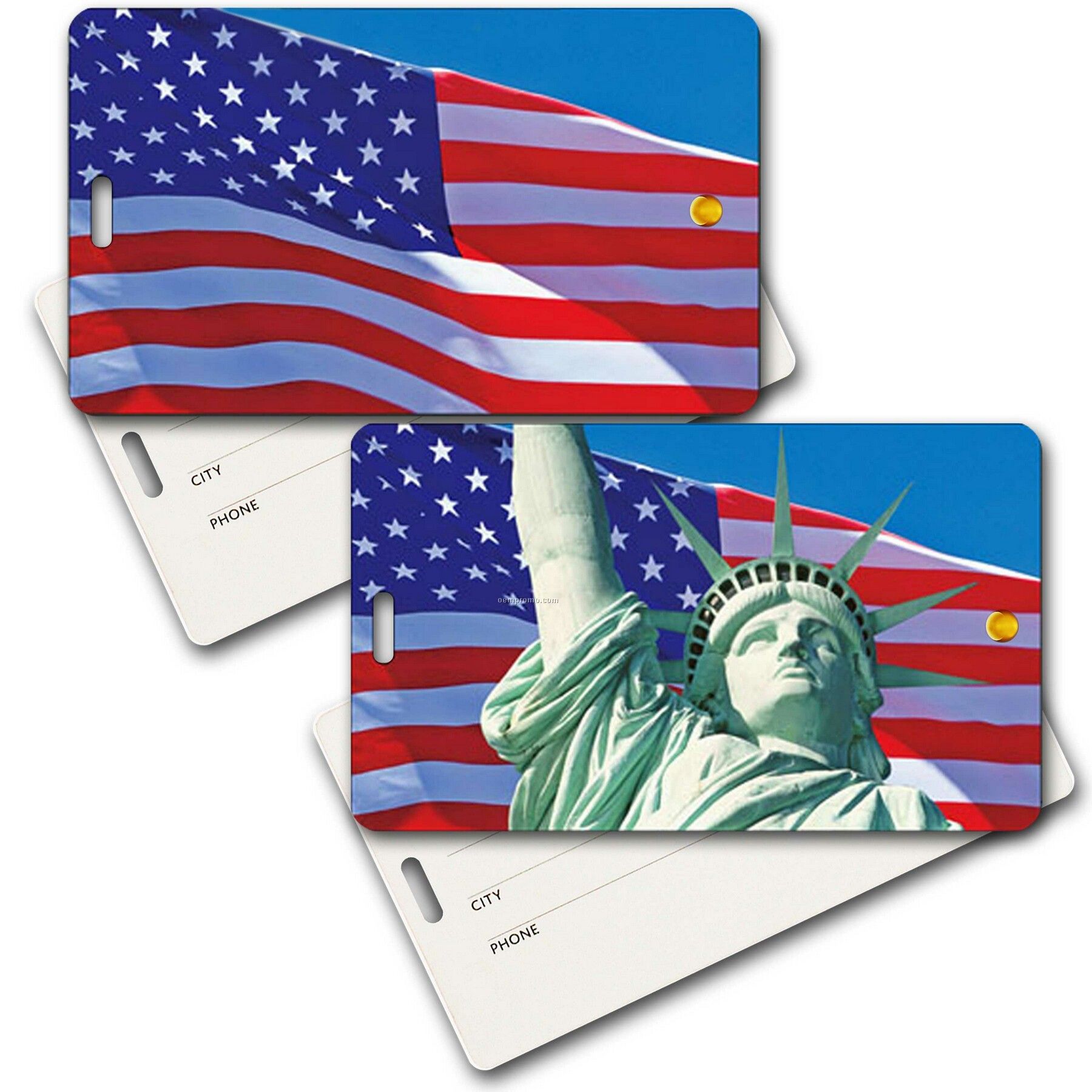 Privacy Tag W/3d Lenticular Images Of Lady Liberty And Us Flag (Blanks)