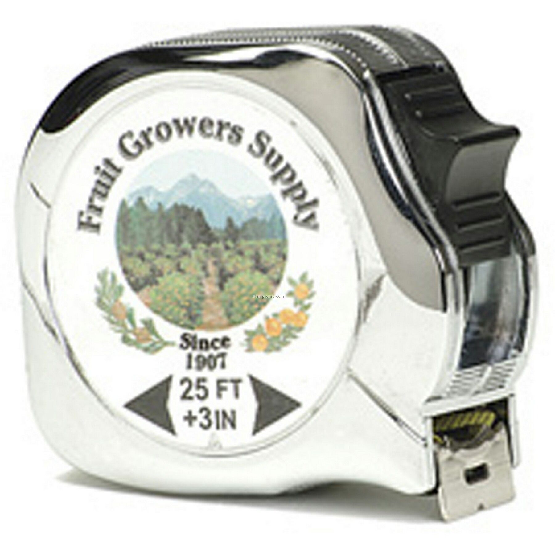 Small Body Tape Measure With Chrome Case, 25' X 1" Blade.