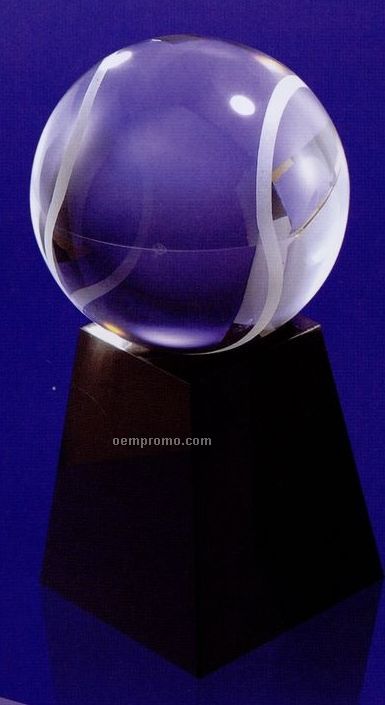 110 Mm Optical Crystal Baseball Award W/ Marble Base