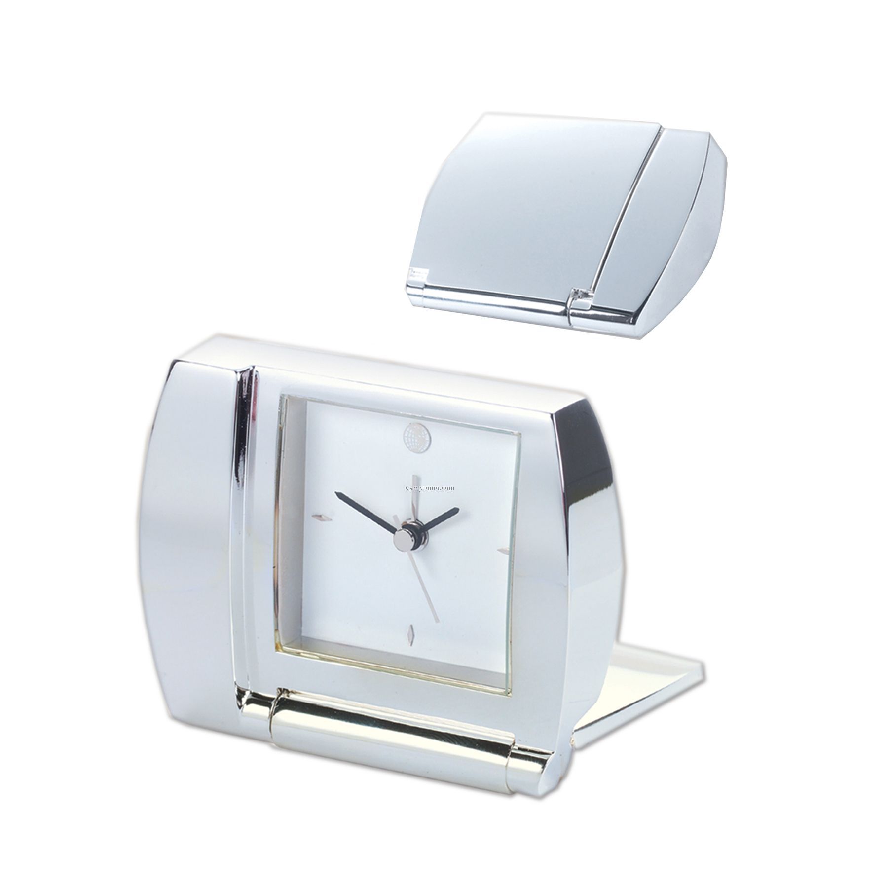 Silver Folding Alarm Clock W/ Square Face