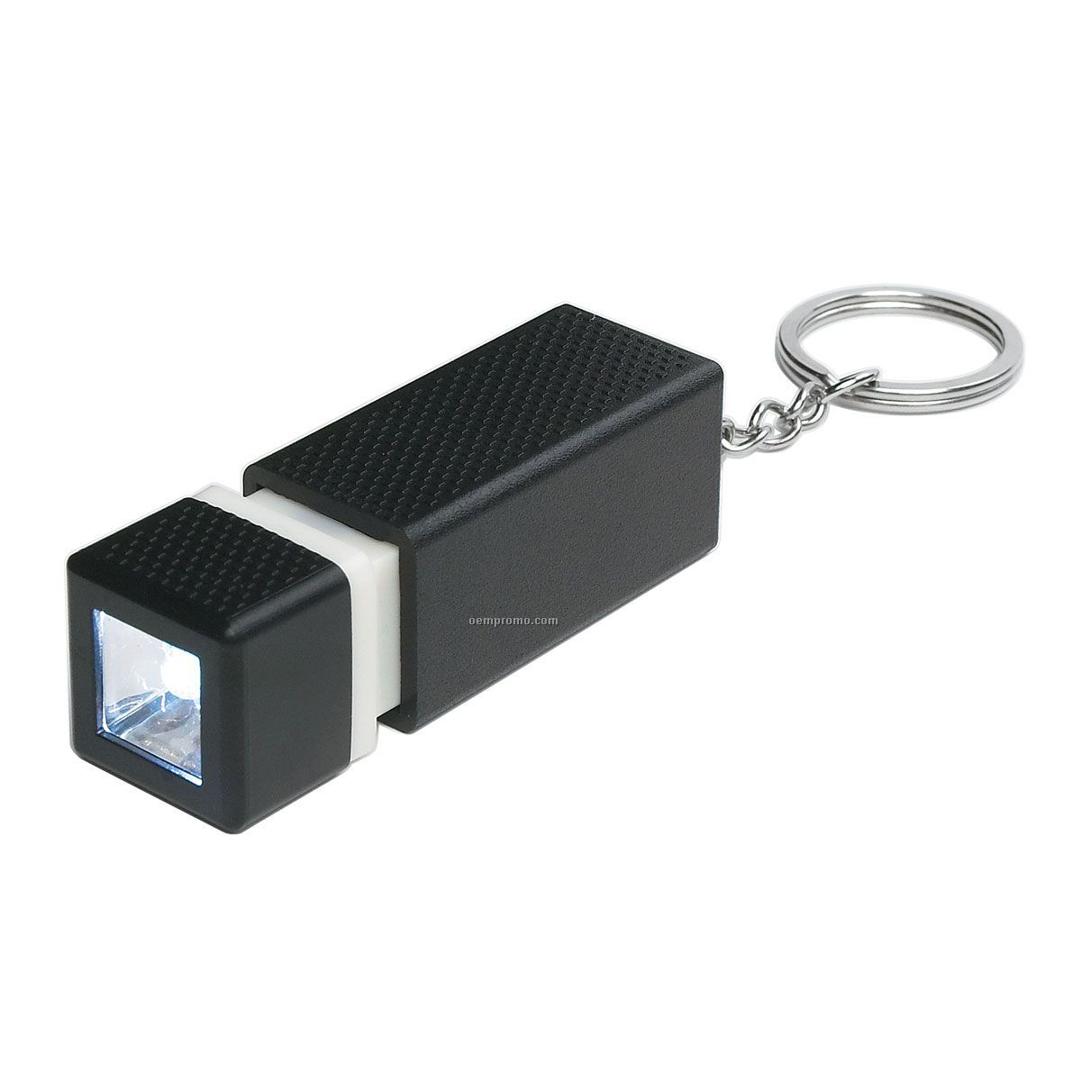 Square Pull Out Flashlight Keychain - Black