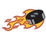 Stock Flaming Hockey Puck Mascot Chenille Patch