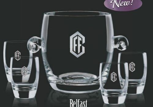 Belfast Ice Bucket And 2 On The Rock Glasses