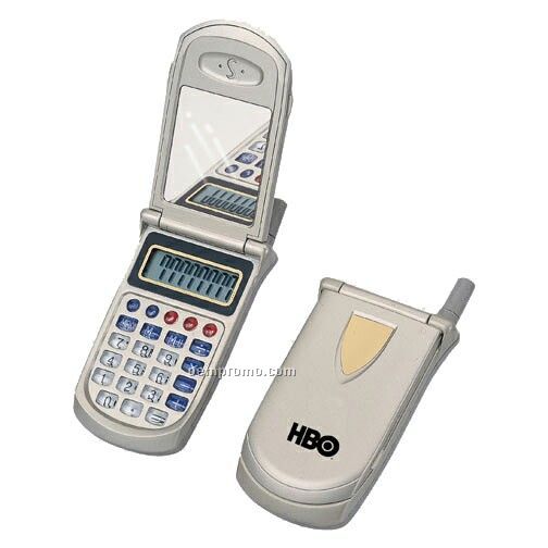 Folding Cell Phone Shaped Calculator W/ Mirror