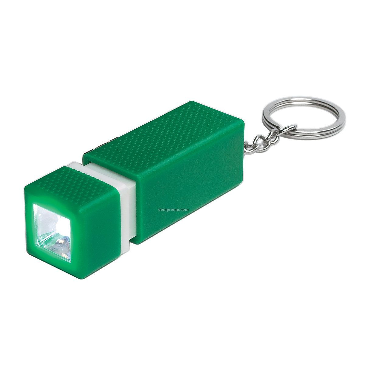 Square Pull Out Flashlight Keychain - Green