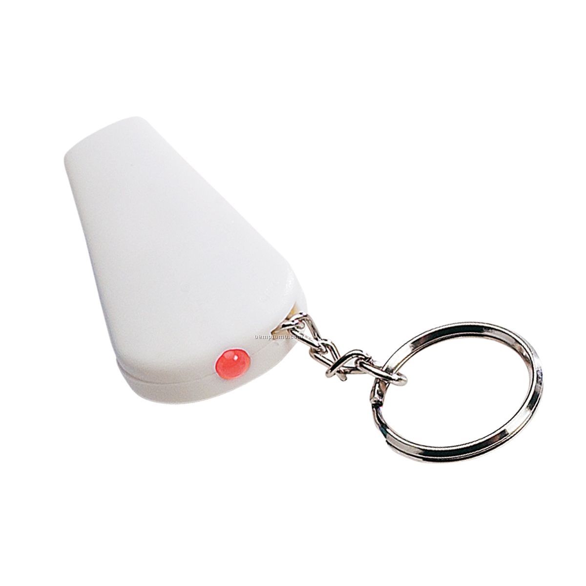 3-in-1 White Light Up Whistle Keychain W/ Red LED