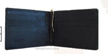 Black Napa Leather Bi-fold Money Clip & Credit Card Case