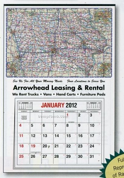 Large Full Apron Iowa State Map Calendar Before 05/31/11 China