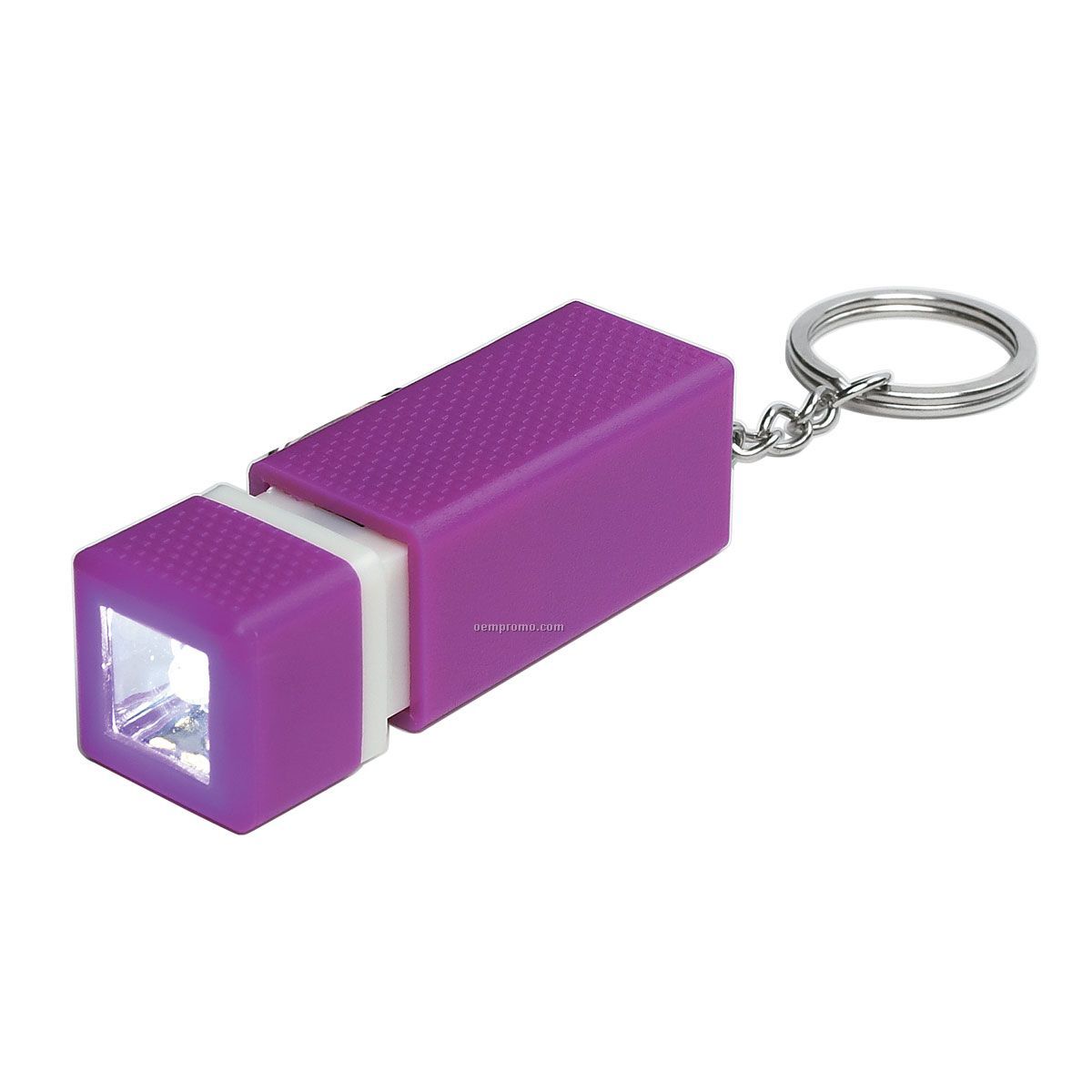 Square Pull Out Flashlight Keychain - Purple