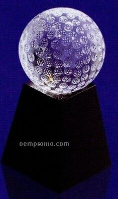 110 Mm Optical Crystal Golf Ball Award W/ Marble Base