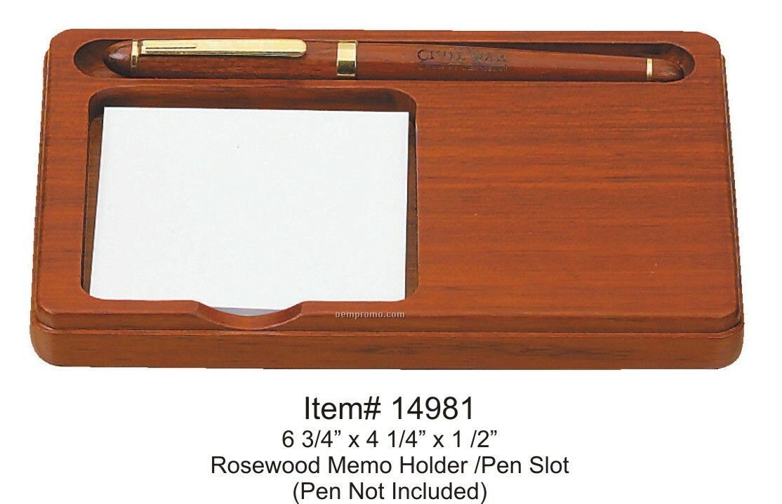 Desktop Accessories Rosewood Memo Holder Pen Slot