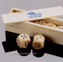 Five Wooden Dice In A Custom Printed Wood Box