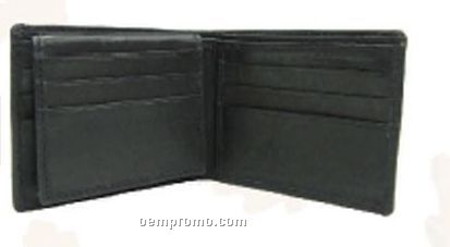 Men's Black Stone Wash Cowhide Wallet W/ Flip Up Section