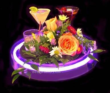 Purple Round Light Up Serving Tray W/ 3 AA Battery Power