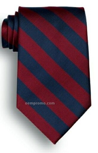 School Stripes Polyester Tie - Navy & Maroon