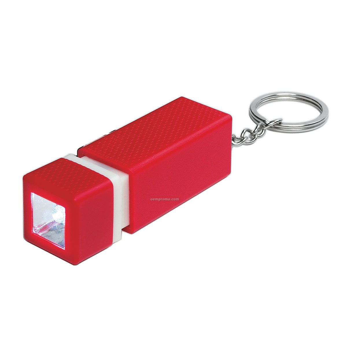 Square Pull Out Flashlight Keychain - Red