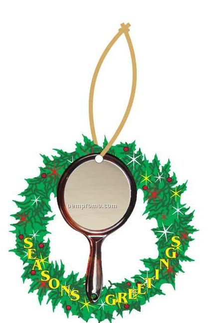 Mirror Executive Wreath Ornament W/ Mirrored Back (10 Square Inch)