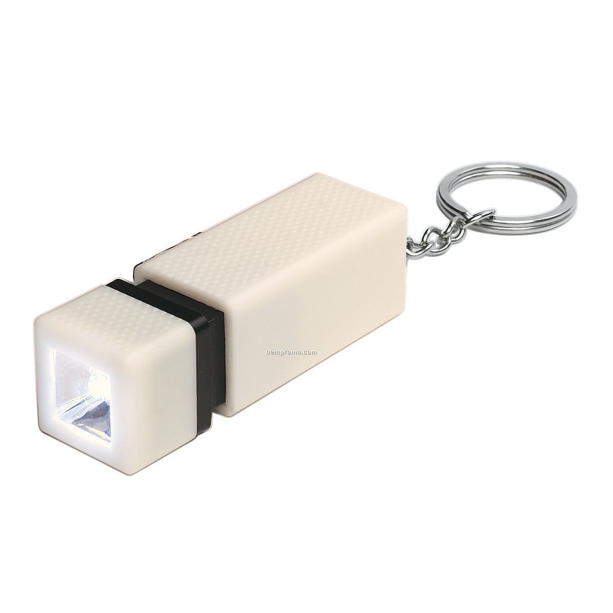 Square Pull Out Flashlight Keychain - White