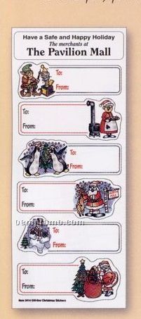 White Paper Christmas Holiday Sticker Sheet (Santa/ Penguin/ Elf)