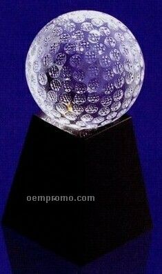 80 Mm Optical Crystal Golf Ball Award W/ Marble Base
