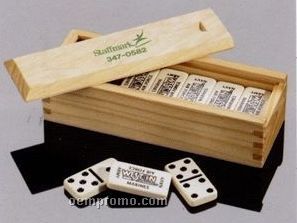 Dominoes In A Custom-imprinted Wooden Box