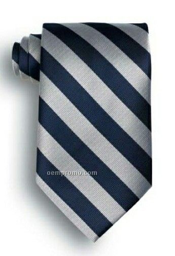 School Stripes Polyester Tie - Navy & Gray