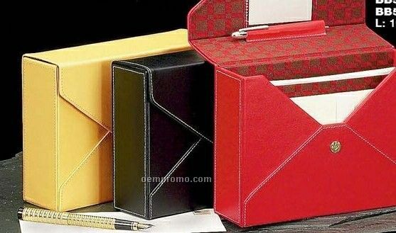 Leather Stationery Box W/ Envelopes & Stationary