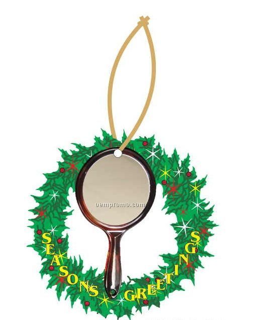 Mirror Executive Wreath Ornament W/ Mirrored Back (12 Square Inch)